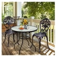 32 Inch Round Patio Table, Tempered Glass Outdoor Table with Umbrella ...