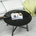 thumbnail image 1 of 32" Inch Round Tempered Glass Table Top Black Glass 2/5 Inch Thick Beveled Polished Edge Durable Tempered Glass For Stylish Interiors Sleek Black Design For Modern Spaces, 1 of 14