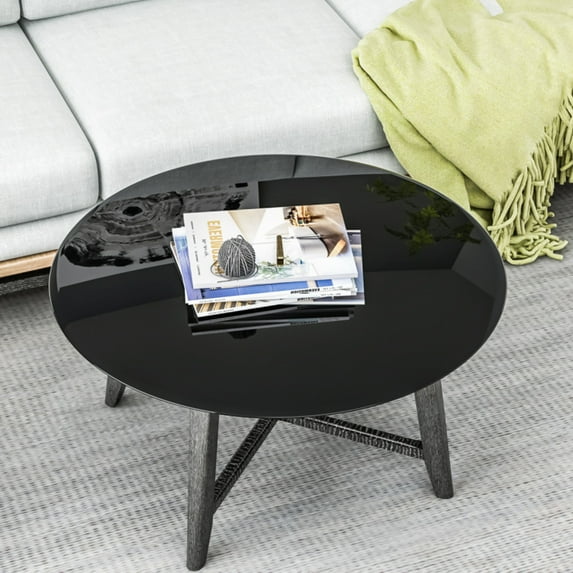 32" Inch Round Tempered Glass Table Top Black Glass 2/5 Inch Thick Beveled Polished Edge Durable Tempered Glass For Stylish Interiors Sleek Black Design For Modern Spaces
