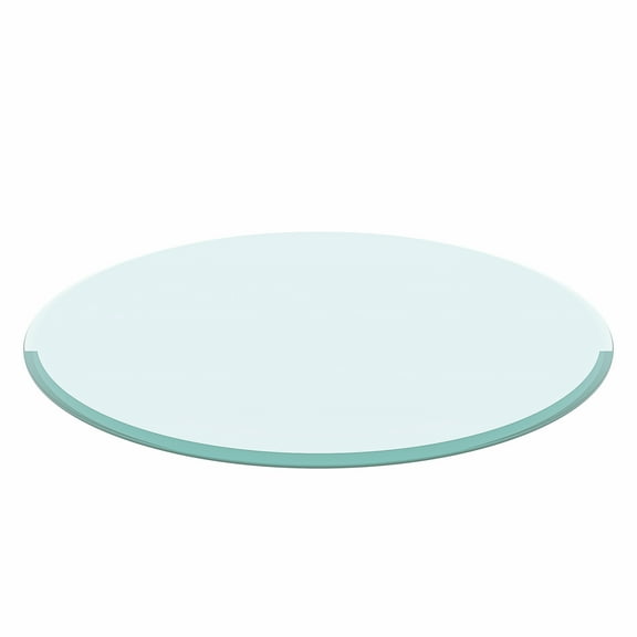 32" Inch Round Tempered Glass Table Top Clear Glass 1/2" Inch Thick Beveled Polished Edge