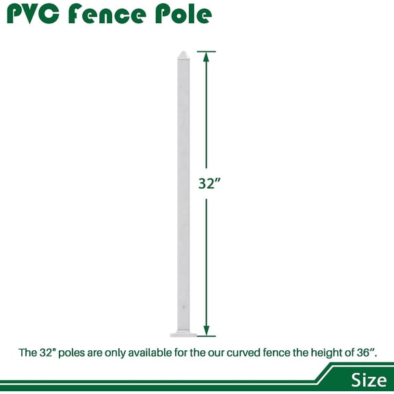 32-Inch Scallop PVC Fence Post Column for Garden Yard Animal Pet Protection White
