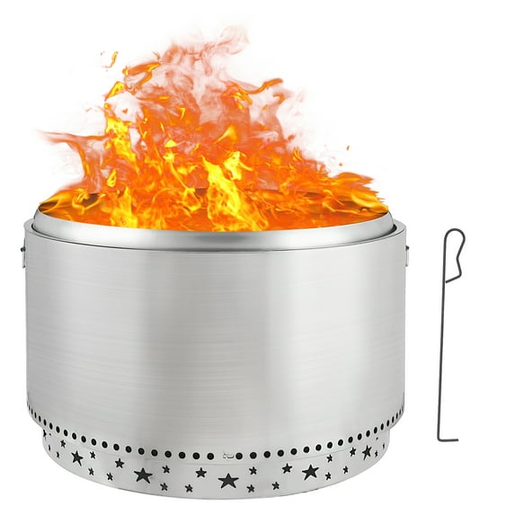 32 Inch Smokeless Fire Pit, Stainless Steel Wood Burning Fire Pits with Removable Stand and Ash Pan