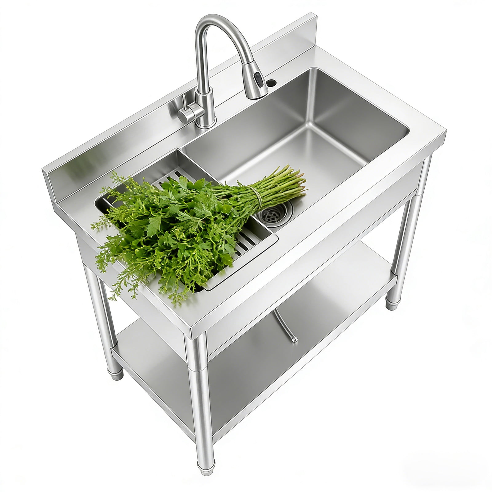 Sink Rotation 32 Inch Stainless Steel, Freestanding, 360°Rotate Faucet, Utility Sink ...