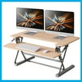 thumbnail image 1 of 32 Inch Standing Desk Converter, 12-Position Adjustable Height Computer Desk Converter, Ergonomic for Use in Home Offices and Computer Workstations，Light Wood, 1 of 7