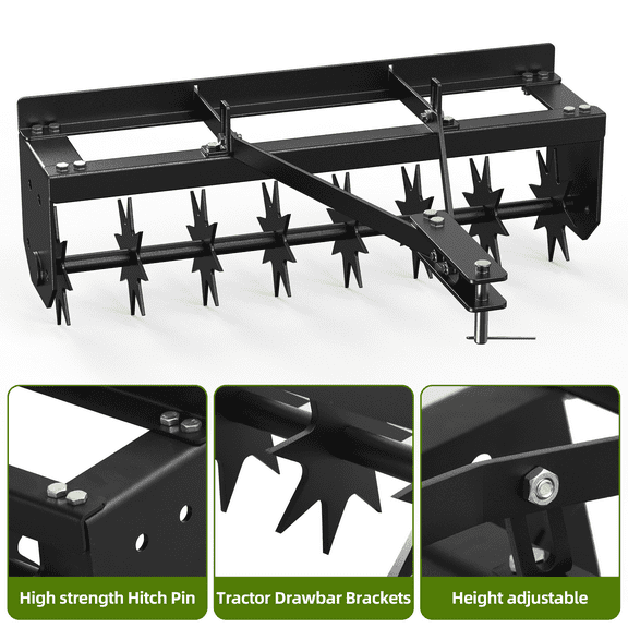 32 Inch Tow Behind Aerators,Soilwith Durable Steel Tines Lawn Soilwith ExtraTow Bar for Lawn, Planting