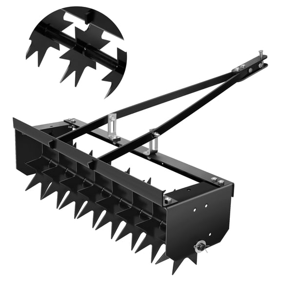 32 Inch Tow Behind Aerators, Tow Behind Spike Aerator, Lawn Aerator Tool Pull Behind with Extra-Wide Tow Bar, Tow Behind Rolling Tractor for Residential Lawns