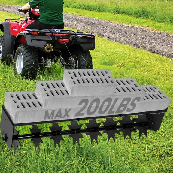 200 lbs Tow Behind Spike Aerator, Tow Behind Aerators, Lawn Soil Penetrator with Durable Steel Tines, Pull Behind Aerator for Farms, Fields