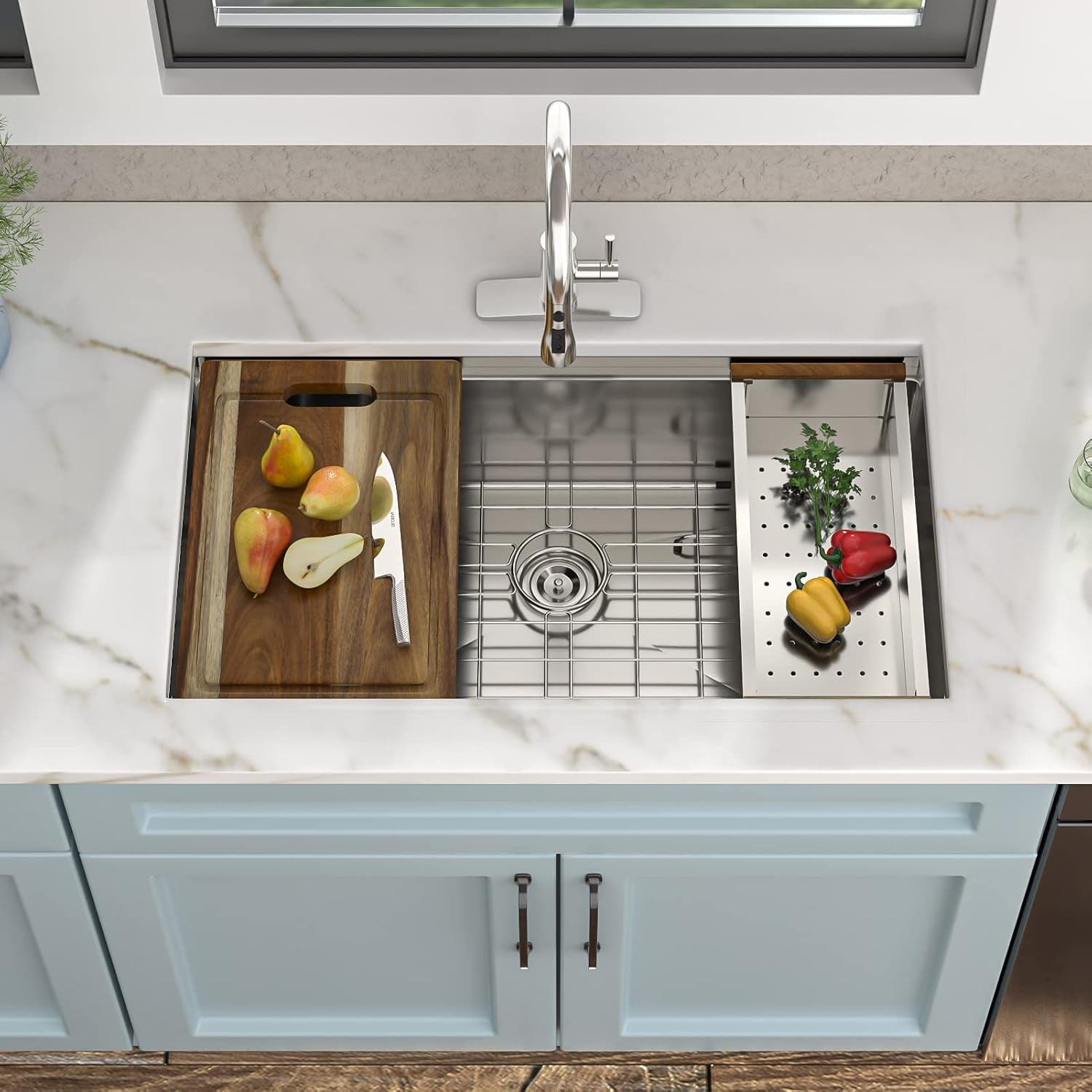 32 Inch Undermount Kitchen Sink - Fulorni 32"x19" Kitchen Sink Undermount 16 Gauge Stainless Steel Ledge Workstation Under Counter Single Bowl Sink Basin