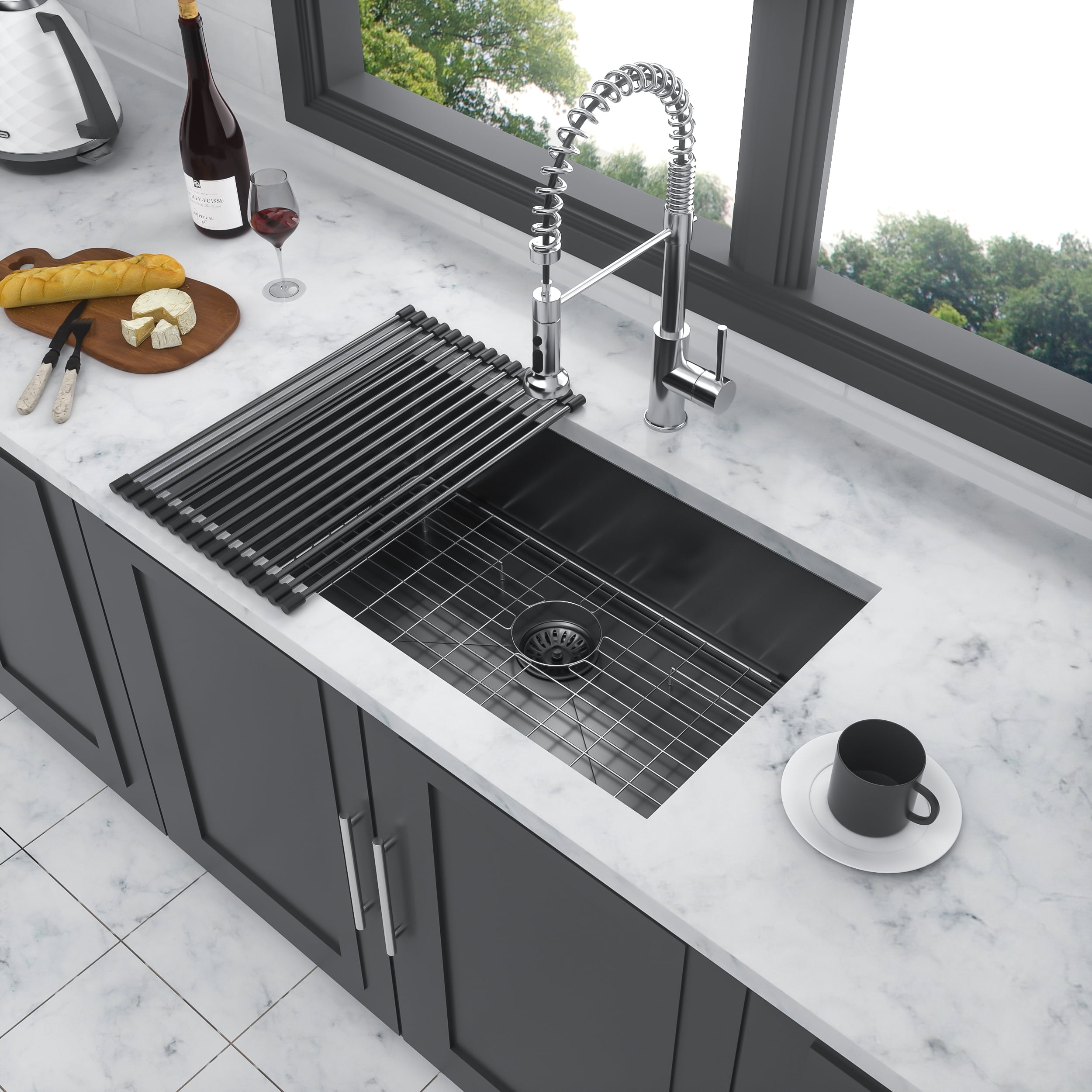 32 Inch Undermount Sink 32" x 19" x 10" Gunmetal Black Undermount