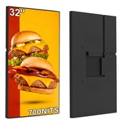 32 Inch Wall Mount Digital Signage, 700nits High Brightness Slim Frameless Advertising Display, Commerical Display LCD Monitor with CMS/U-Disk Plug&Play, Split Screen, 7/24 Timer switch, Android 11OS