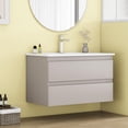 thumbnail image 1 of 32 Inch Wall Mounted Bathroom Vanity with Sink, Floating Bathroom Vanity with 2 Large Drawers and Soft-Close System, Modern  Wood Frame Storage Cabinet for Home, Gray, 1 of 6