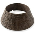 thumbnail image 1 of 32-Inch Water Hyacinth Christmas Tree Collar, Woven Tree Base Cover with Cord Cut Out, Espresso, 1 of 7