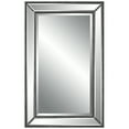 thumbnail image 1 of 32 Inch Wood Wall Mirror, Beveled Mirror Frame, Silver, Saltoro Sherpi, 1 of 5