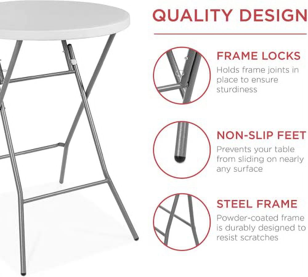 32 Inches Bar Height Round Plastic Folding Table, Cocktail Table Outdoor Bar Folding Plastic