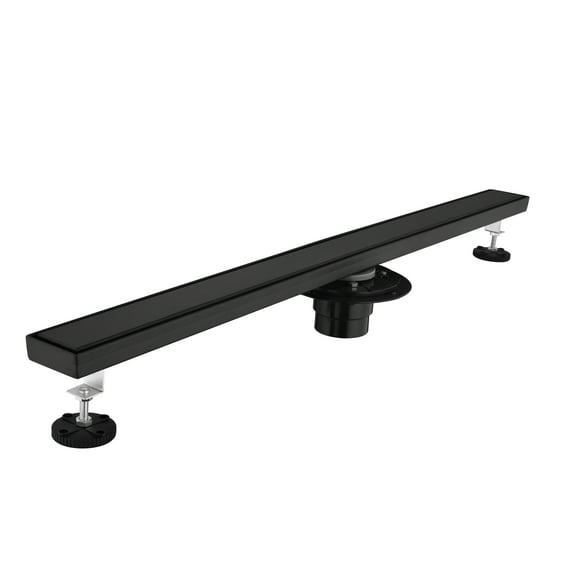 32 Inches Linear Shower Drain with Removable Cover, 304 Stainless Shower Drain Included Hair Strainer and Leveling Feet, Flange