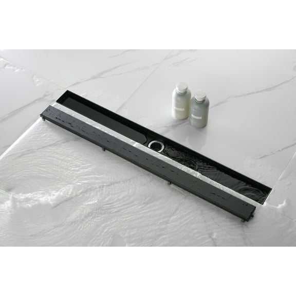 32 Inches Linear Shower Drain with Removable Cover, 304 Stainless Shower Drain Included Hair Strainer and Leveling Feet