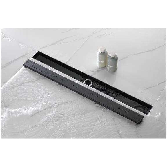 32 Inches Shower Drain with Removable Cover, 304 Stainless Shower Drain Included Hair Strainer and Leveling Feet