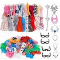 thumbnail image 1 of 32 Item/set Doll Accessories=10 Pcs Doll Clothes Dress+4 Glasses+6 Necklace+2 Handbag+10 Pairs Shoes For Barbie Doll, 1 of 5