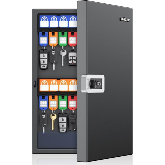 32-Key Wall Mount Key Box with Combo Lock, Black
