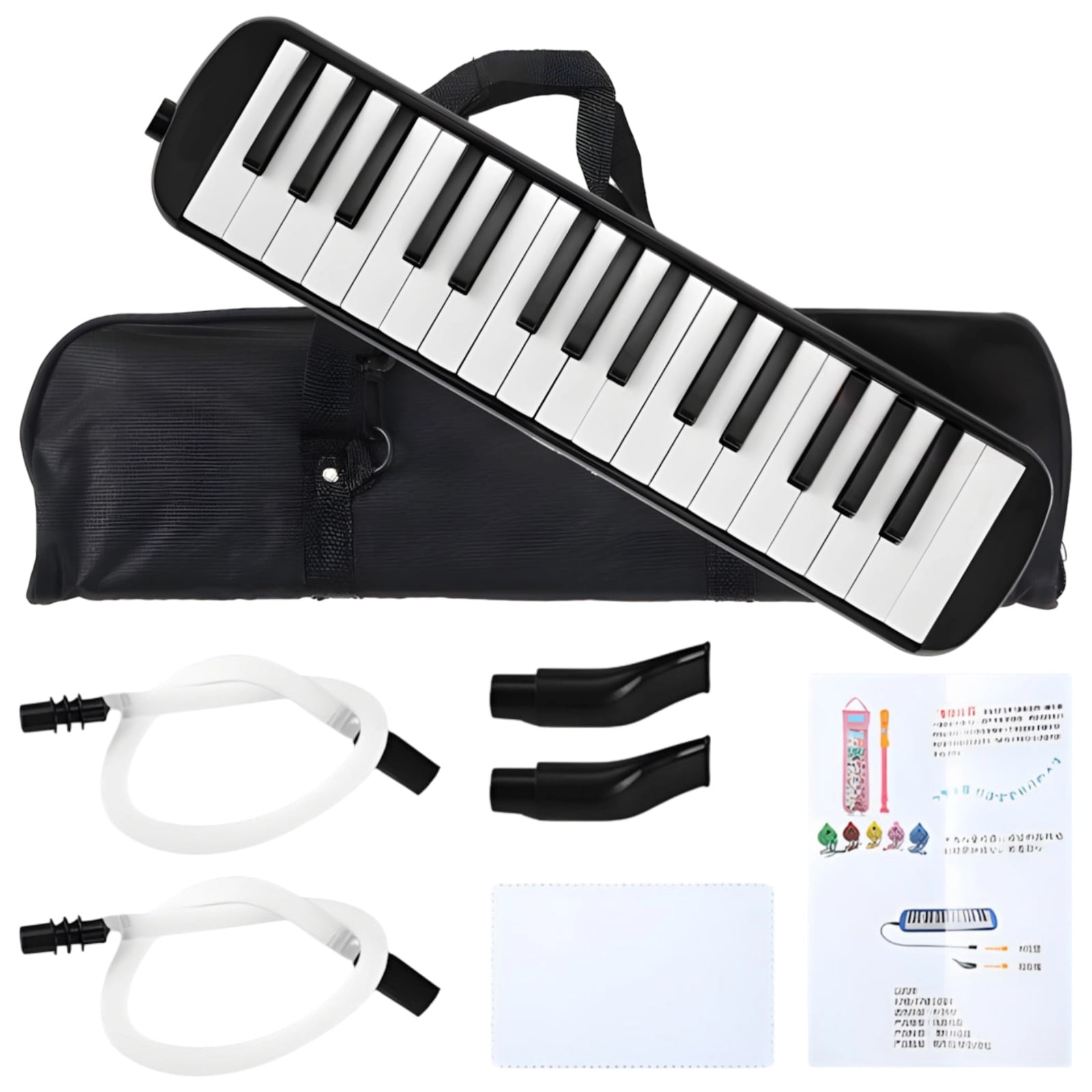 32 Keys Melodica Instrument, Air Piano Keyboard, Black Melodica with Carry Bag, Portable Piano Keyboard for Music Lovers Beginners