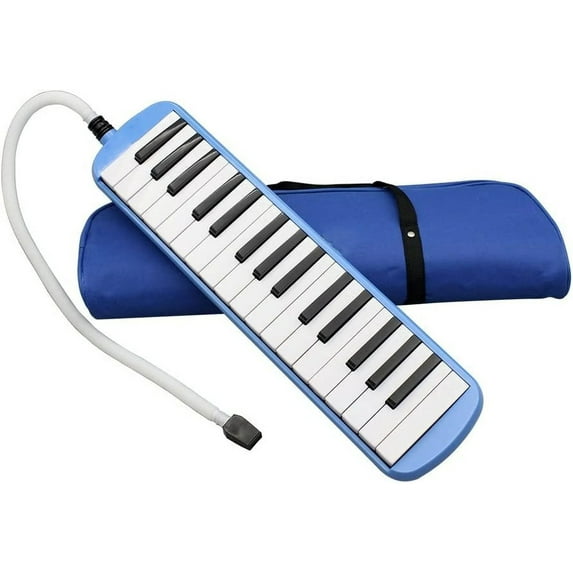 32 Keys Melodica Piano Musical Instrument for Beginner Gift with Carrying Bag (blue)