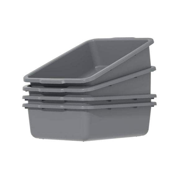 32 L Large  Bus Box, 4 Pack Plastic Bus Tubs for Restaurant, Gray