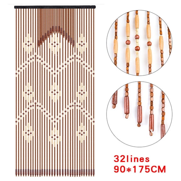 SENDERPICK Bamboo Wooden Bead Curtain for Doorway, String Door Curtains Beaded 32 Lines
