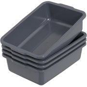 32 Liter Large Commercial Bus Trays Tote Box, Grey Plastic Wash Basins Set of 4