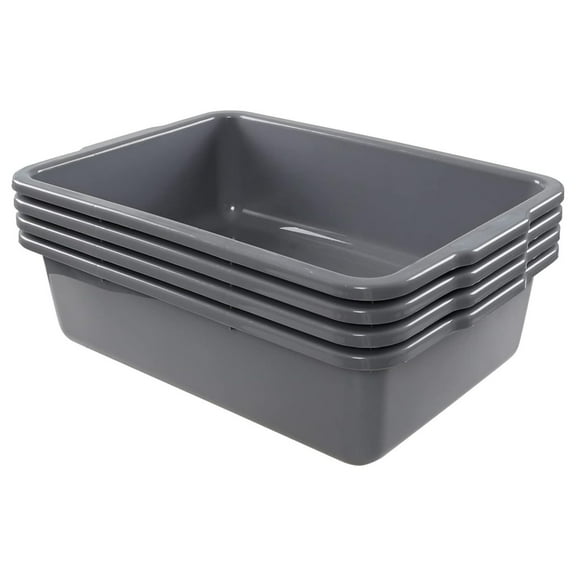 32 Liter Large Plastic Bus Trays, Bus Tub Box Set of 4, Grey