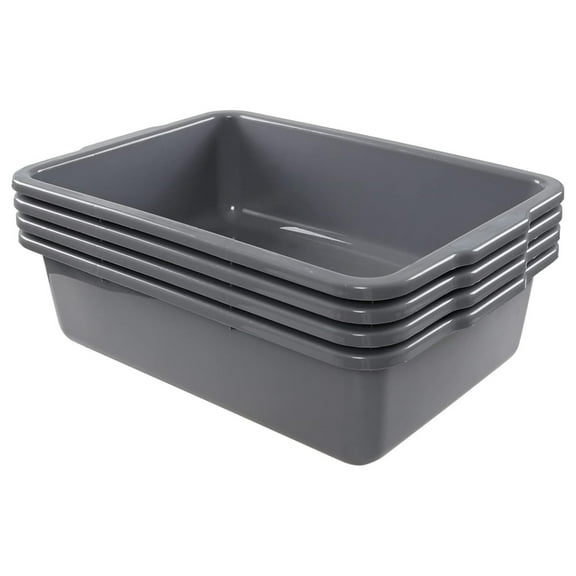 32 Liter Large Plastic Bus Trays, Bus Tub Box Set of 4, Grey
