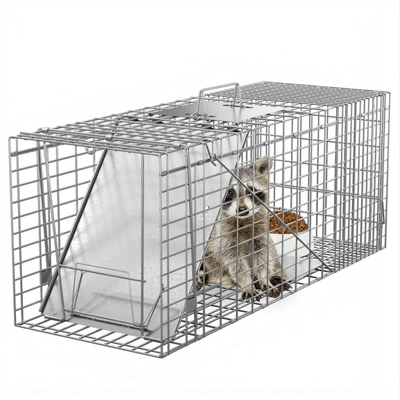WDZS32" Live Animal Cage Trap, Heavy Duty Folding Raccoon Traps, Humane Cat Trap for Stray Cats, Raccoons, Squirrel, Skunk, Mole, Groundhog, Armadillo, Rabbit, Catch and Release