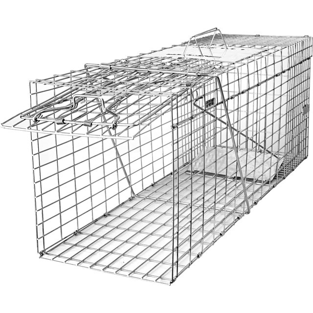 32" Live Animal Cage Trap, Heavy Duty Folding Raccoon Traps, Humane Cat
