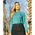 thumbnail image 1 of 32" Long Teal Blouse | Teal Green Dress Top | Premium Fabric Tunic [CY-769] | BUST SIZE=42" / 16 / XL, 1 of 4
