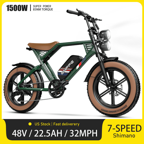 32 MPH ENFFE ES2 Max Electric Bike for Adults,Peak 1500W Motor22.5Ah Battery,Up to 100 Miles Range,shimano 7-Speed 20 Fat Tire E-Bike,UL2849 Certified
