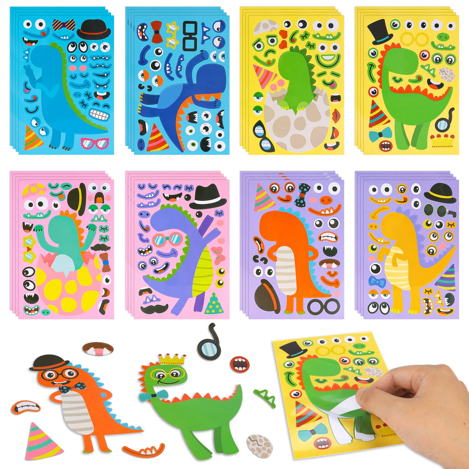 32 Make A Dinosaur Stickers for Kids, Dinosaur Party Favors Decoration  Gifts Dinosaur Toys for 3 4 5 Year Old, Kids Boys Dino Crafts Kits,  Make-a-Face