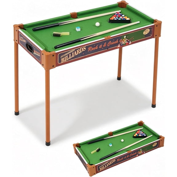 32" Mini Pool Table, 2-in-1 Tabletop Billiard Table with Removable Legs for Kids & Adults, Portable Pool Game Set w/Cues & Balls for Living Room, Game Room