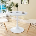 thumbnail image 1 of 32"Modern Round Dining Table with MDF Table Top, Metal Base, Dining Table, End Table, Coffee Table for Dining Room, Kitchen, Living Room (White), 1 of 6