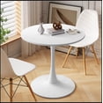 thumbnail image 1 of 32"Modern Round Dining Table with Round MDF Table Top,Metal Base Dining Table, End Table Leisure Coffee Table,White, 1 of 1