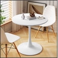 thumbnail image 1 of 32"Modern Round Dining Table with Round MDF Table Top,Metal Base Dining Table, End Table Leisure Coffee Table,White, 1 of 8
