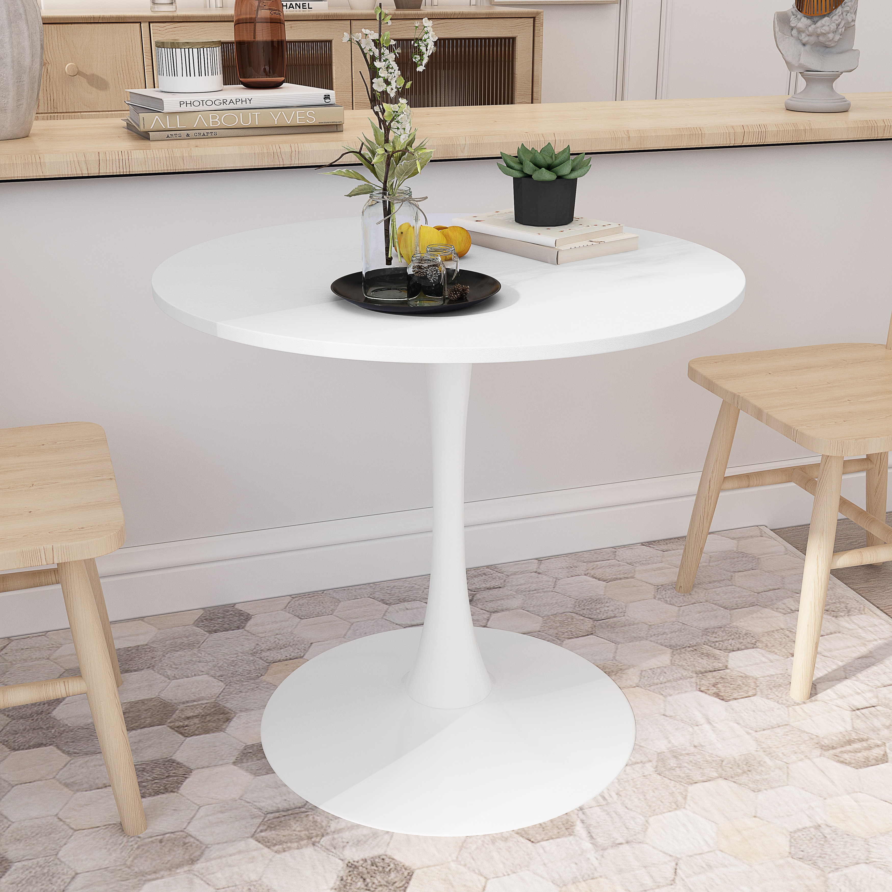 32"Modern Round Dining Table with Round MDF Table Top