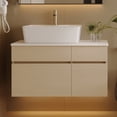 thumbnail image 1 of 32" Multi-layer Solid Wood Compact Freestanding Cabinet, Bathroom Storage Unit with Soft Close Drawer, Modern Small Bathroom Vanity with Ceramic Sink for Bathroom Organization, White,Wood, 1 of 9