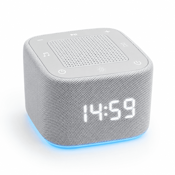 32 Non Looping Sound White Noise Machine with Night Light and Sleep Timer, Gray