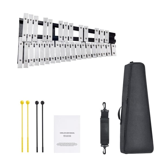 32 Note Glockenspiel Xylophone Bell Kit, Percussion Instrument with Mallets, Drum Sticks and Carrying Bag, Professional Glockenspiel Xylophone Percussion Instrument Set for Adults & Students