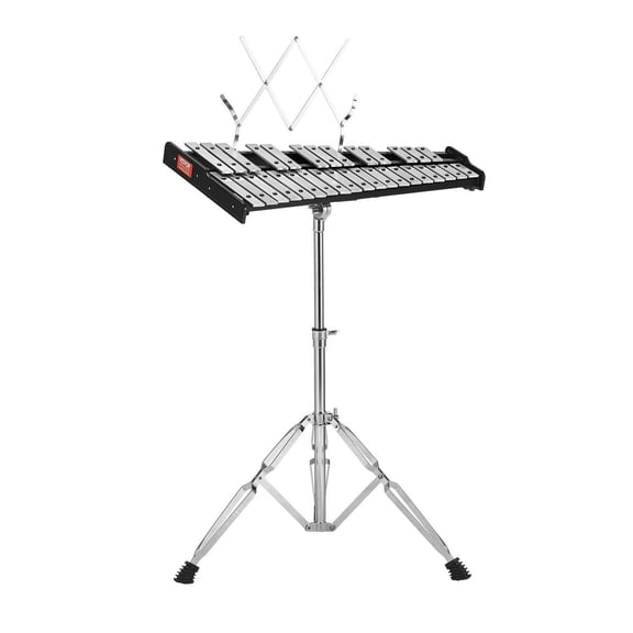 32 Note Glockenspiel Xylophone Kit, Percussion Instrument Set with Stand & Bag for Adults & Students - Professional Bell Kit with Mallets, Music Stand, Adjustable Height