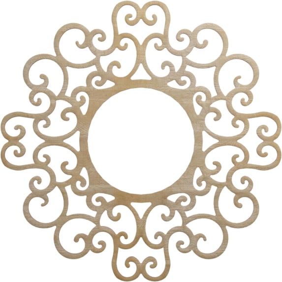 32"OD x 12 1/4"ID x 3/8"T Reims Wood Fretwork Pierced Ceiling Medallion, Hickory