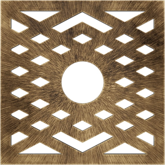 32"OD x 8 1/4"ID x 1"P Chevron Architectural Grade PVC Pierced Ceiling Medallion, Antiqued Brass