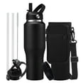 32 Oz Insulated Water Bottle With Straw And Spout Lid 32 OZ Insulated Water Bottle Tumbler with Straw - Spout Lids, Carrier