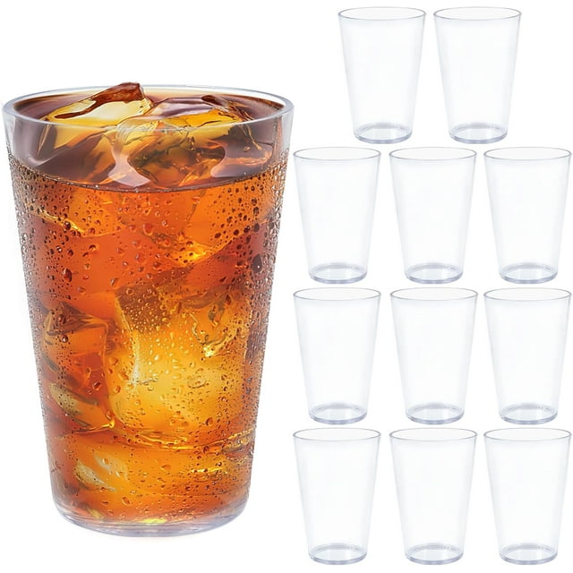 32 OZ Large Plastic Cups Reusable Set of 12，Clear Unbreakable Iced Tea