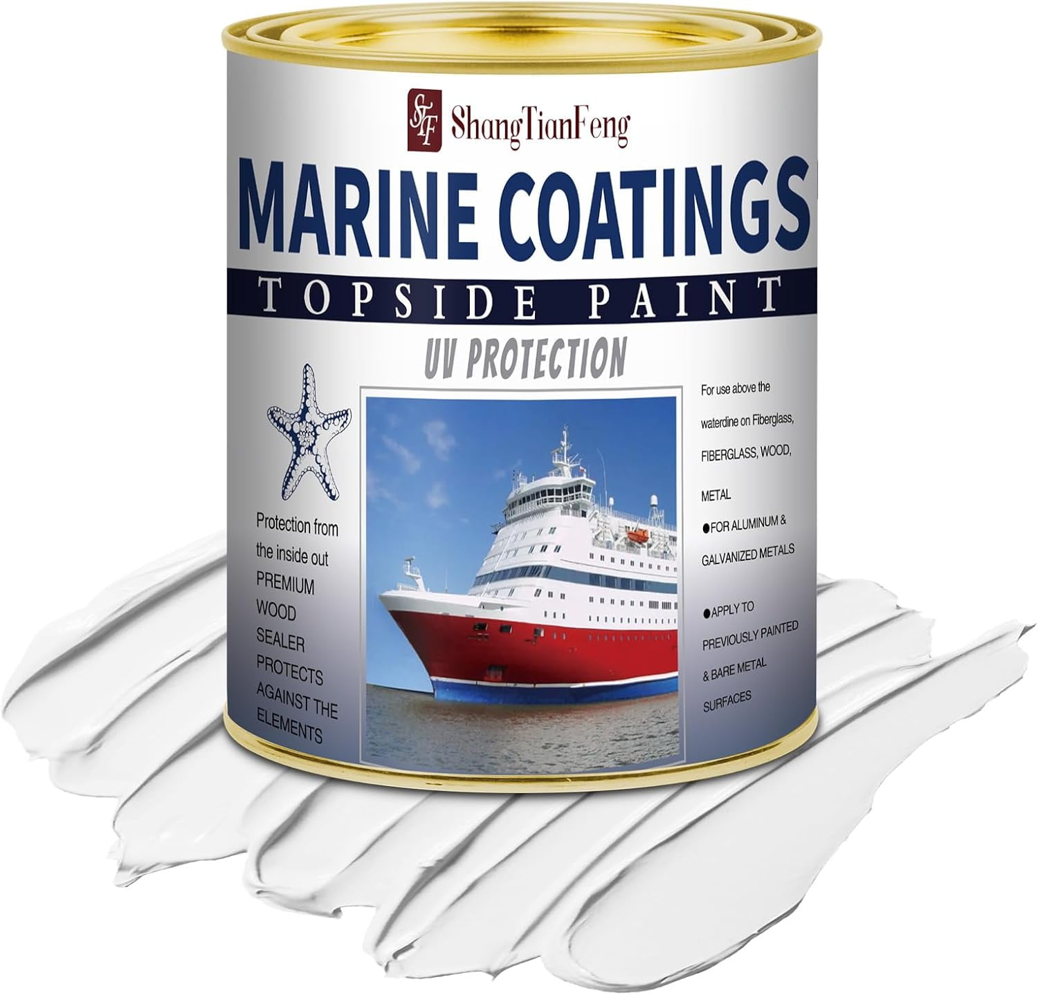 ShangTianFeng 207014 Marine Wood and Fiberglass Primer,32 Fl Oz White, Suitable for use on fiberglass, wood or metal surfaces above the waterline 1 Quarts