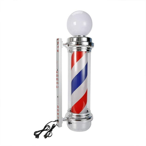 32'' Outdoor Barber Pole Rotating Light Salon Sign Illuminated Red White Blue LED Classic Style Hair Shop Open Sign Rotating Strips IP44 Waterproof Save Energy Light Spinning Stripe Wall Mountable